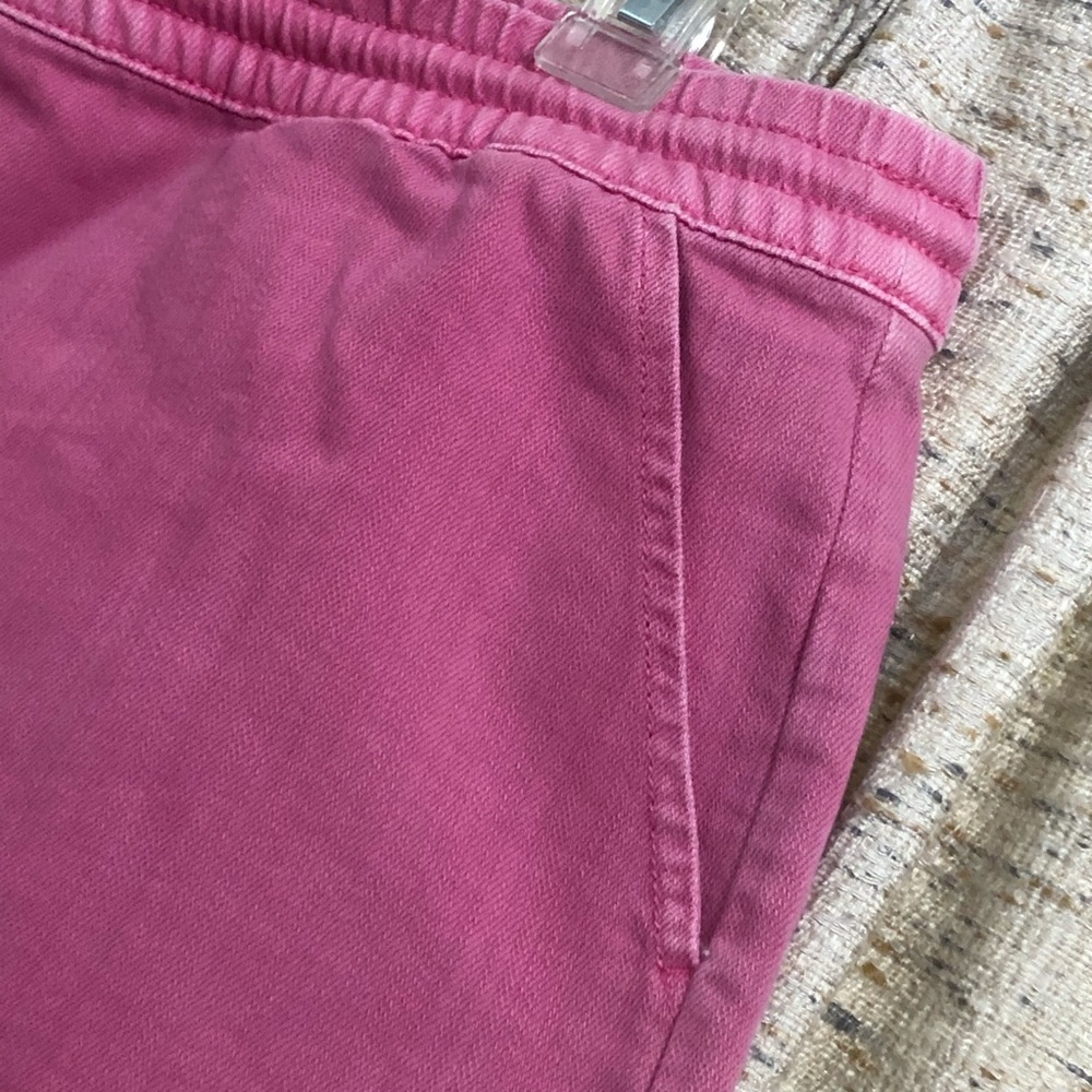 Aerie Pink Raw Frayed Hem Drawstring Elastic Waist Cut-off Denim Shorts - XL - Picture 2 of 7